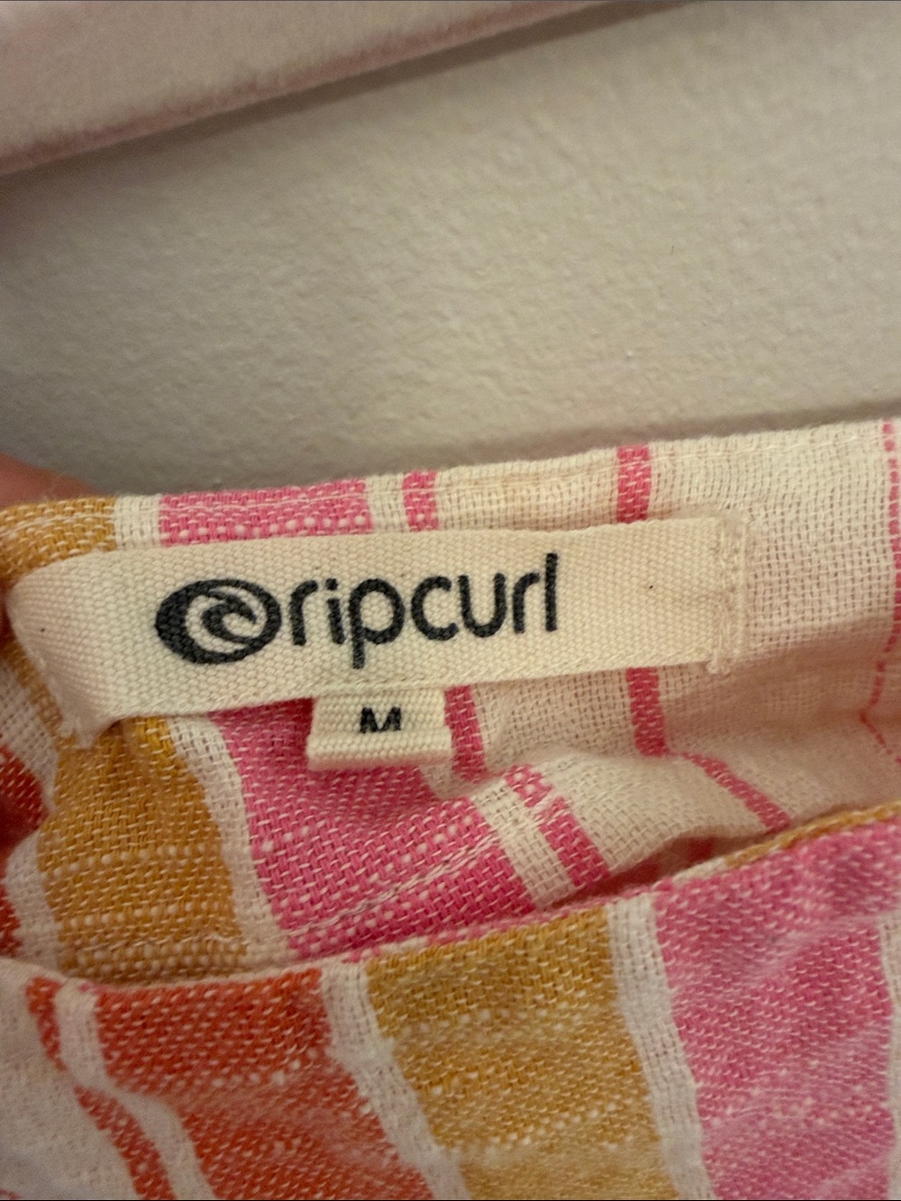 Rip curl Striped Cream linen Sundress with Pink & Orange Accents - Picture 4 of 4